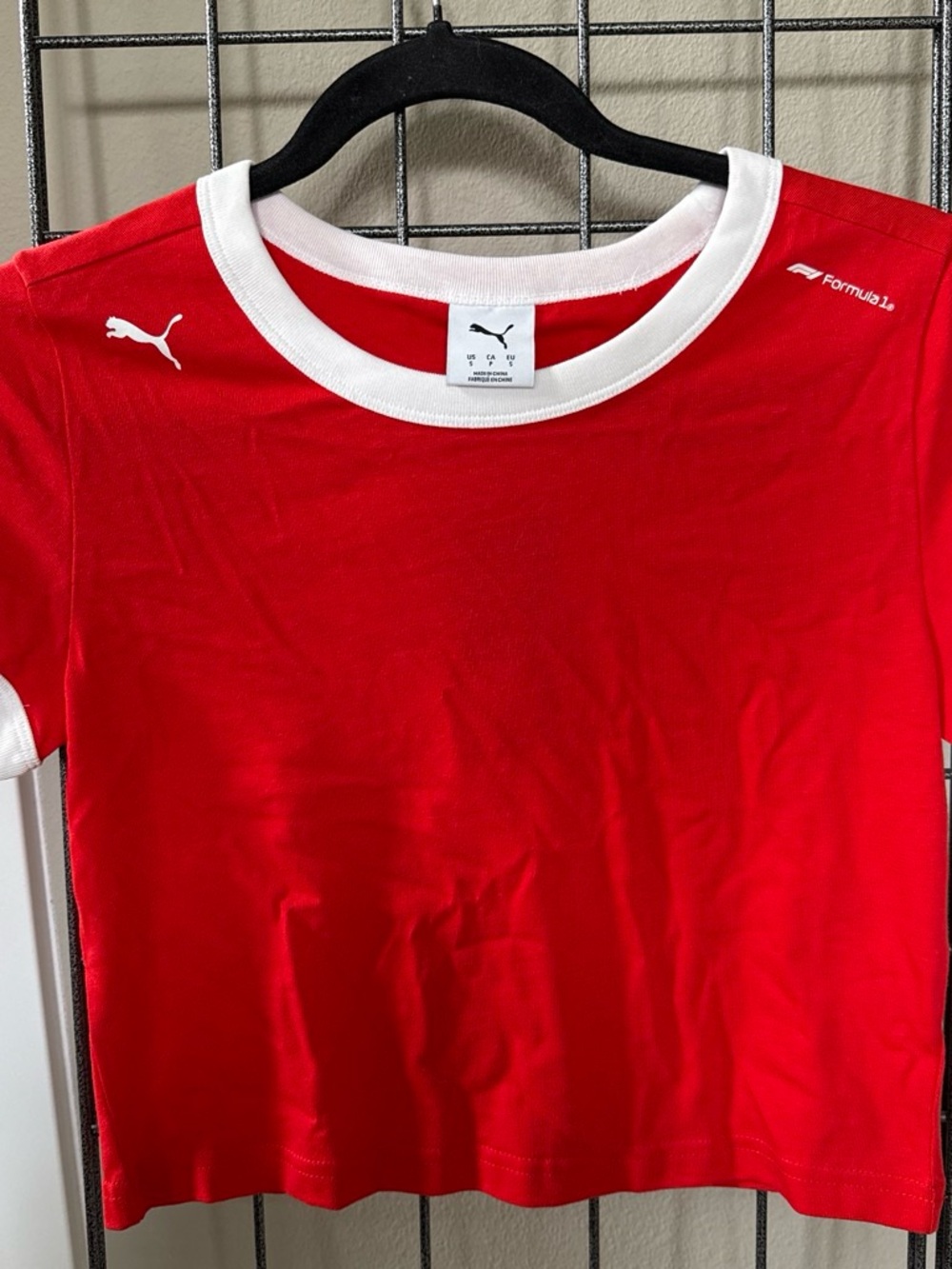 Puma F1 Red Short-Sleeve Crewneck with White Trim